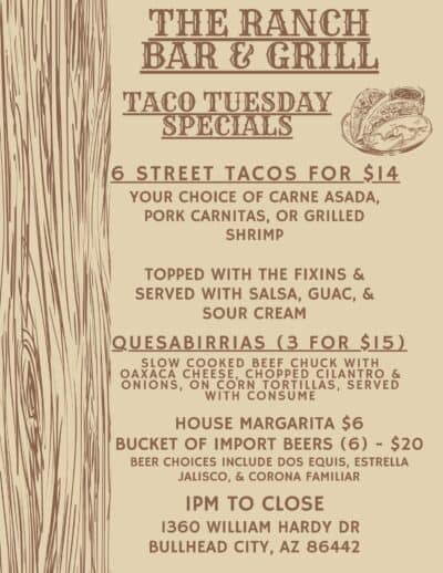 Taco Tuesday Specials At Laughlin Ranch