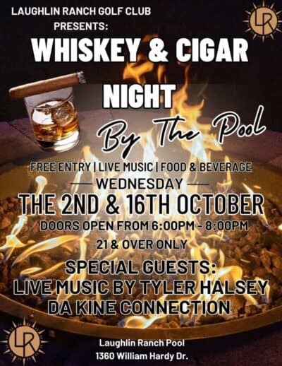 Whiskey & Cigar Night Pool Party Flyer