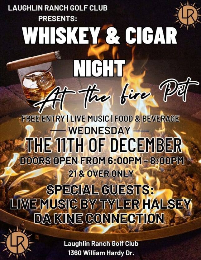 Whiskey & Cigar Night At the Fire Pit Flyer - December 2024